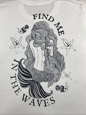 Find Me in the Waves Mermaid Graphic Tee - White